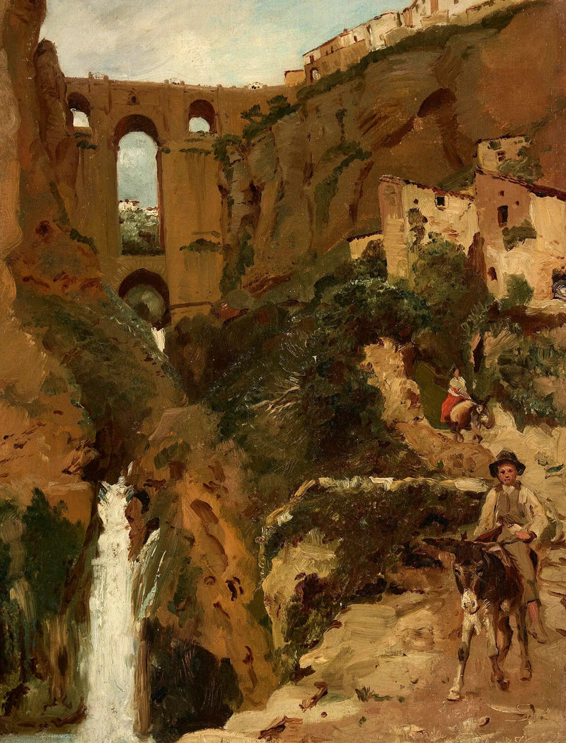 Ponte sobre um desfiladeiro rochoso. Dois cavaleiros. Ronda, Espanha. - Peder Severin Krøyer