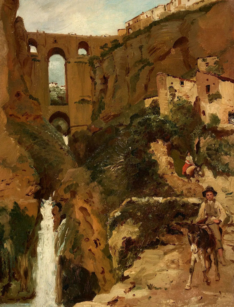 Ponte sobre um desfiladeiro rochoso. Dois cavaleiros. Ronda, Espanha. - Peder Severin Krøyer