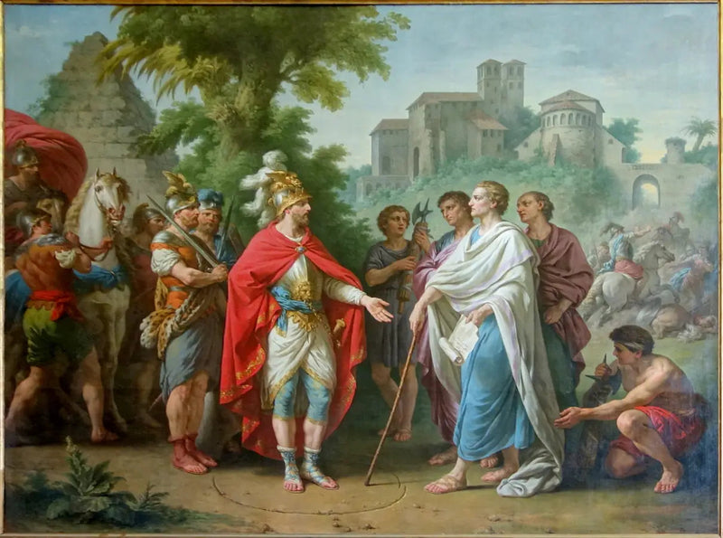Popilius enviado como embaixador junto a Antíoco Epifanes para interromper o curso de seus estragos no Egito - Louis Jean François Lagrenée