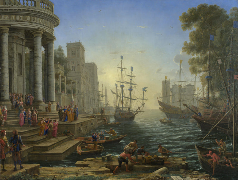 Port avec l'embarquement de sainte Ursule - Claude Gellée