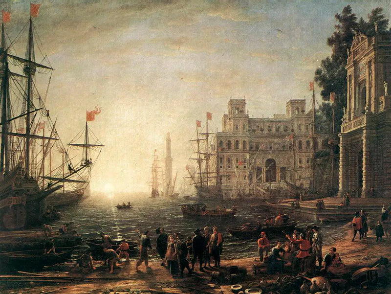 Porto marítimo com Villa Médici - Claude Lorrain