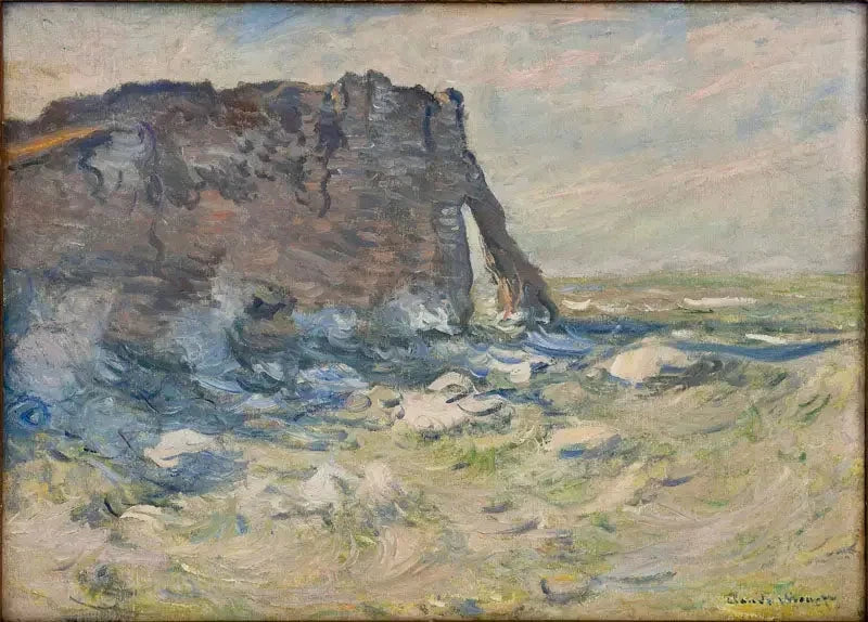 Falésia e Porta d'Aval em tempo tempestuoso - Claude Monet