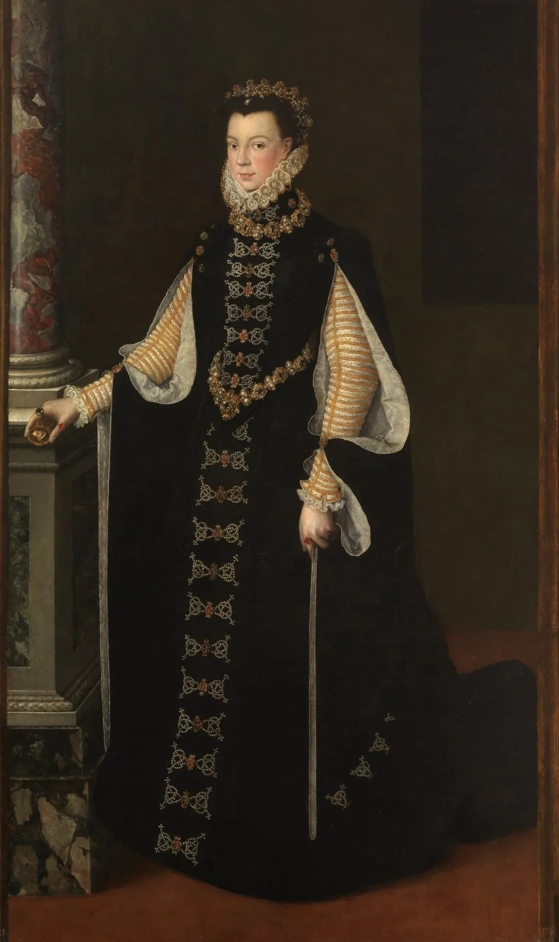 Portrait d'Élisabeth de France avec une miniature dans sa main de son mari - Sofonisba Anguissola image 1 reproduction de peinture à l’huile