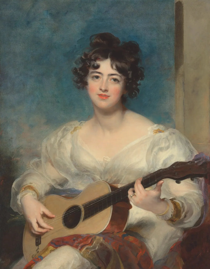 Retrato de Elizabeth Blake, Lady Wallscourt, tocando violão - Thomas Lawrence