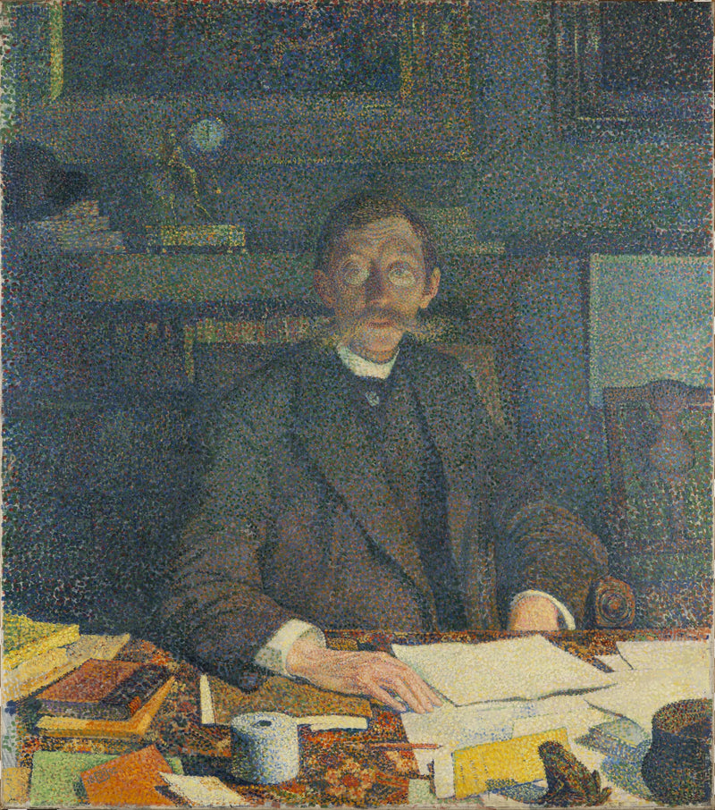 Retrato de Emile Verhaeren em seu escritório, rua do Moulin em Saint-Josse-Ten-Noode - Théo van Rysselberghe