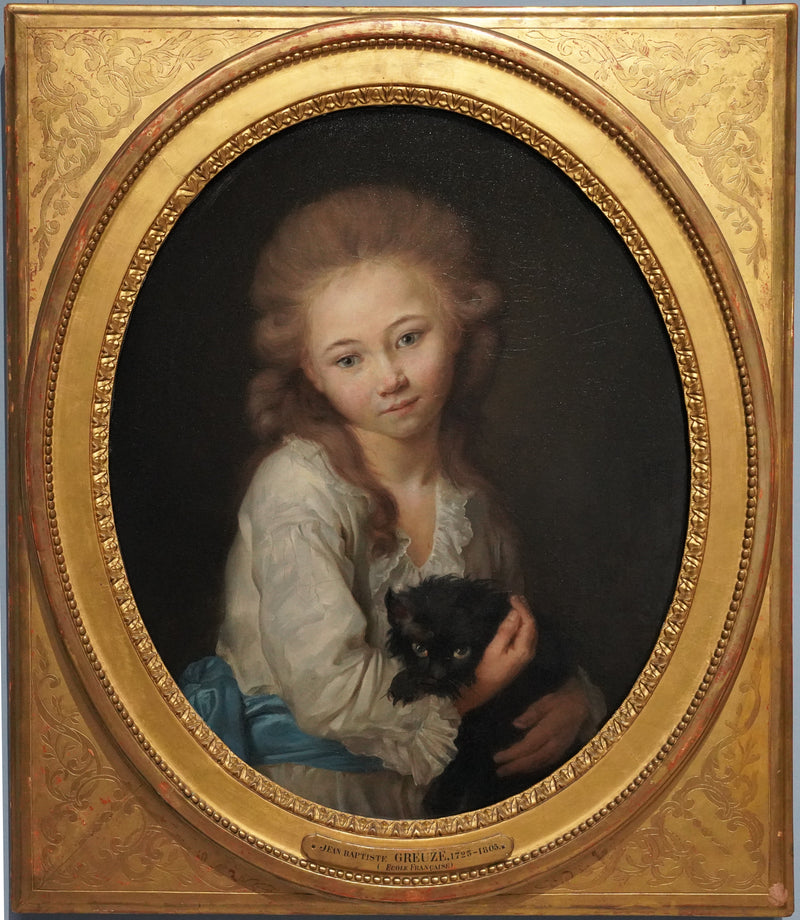 Retrato de Esprit de Baculard d'Arnaud com um gato - Jean-Baptiste Greuze