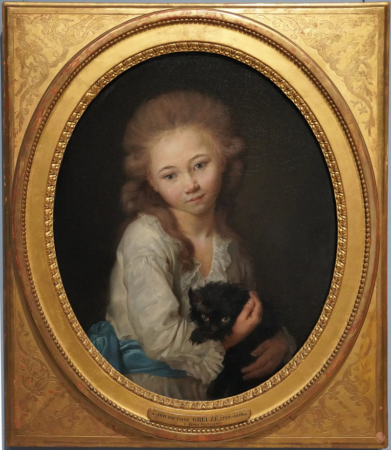 Retrato de Esprit de Baculard d'Arnaud com um gato - Jean-Baptiste Greuze
