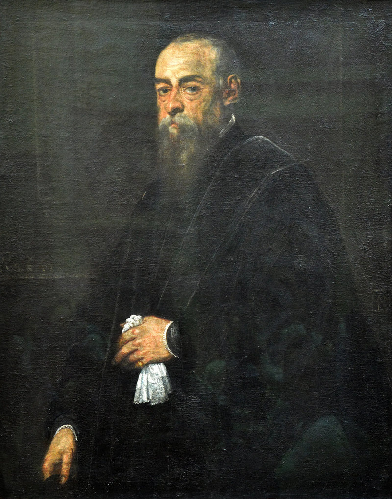 Retrato de homem idoso segurando um lenço - Jacopo Tintoretto