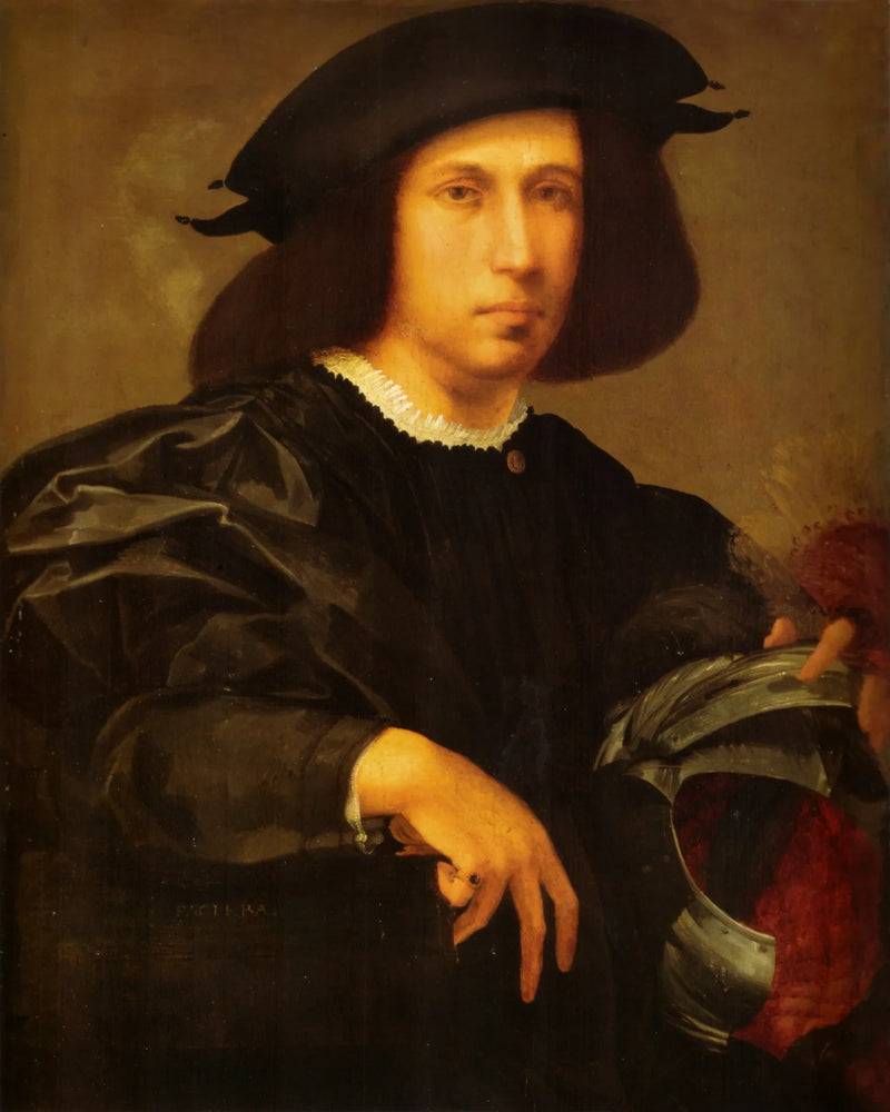 retrato de homem com capacete - Rosso Fiorentino