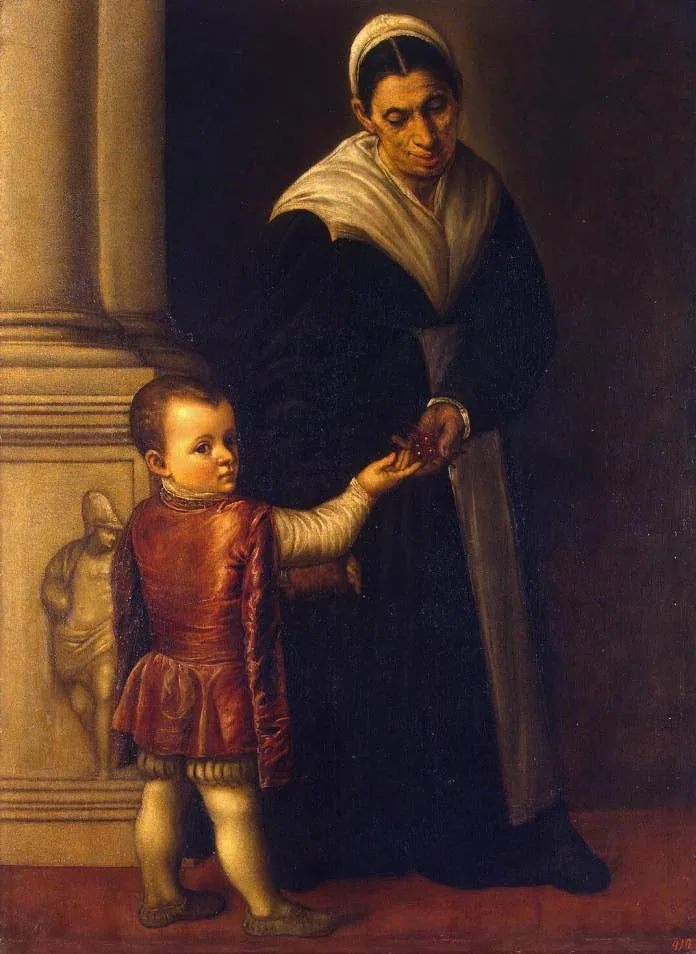 Retrato de um menino com sua ama - Alessandro Bonvicino