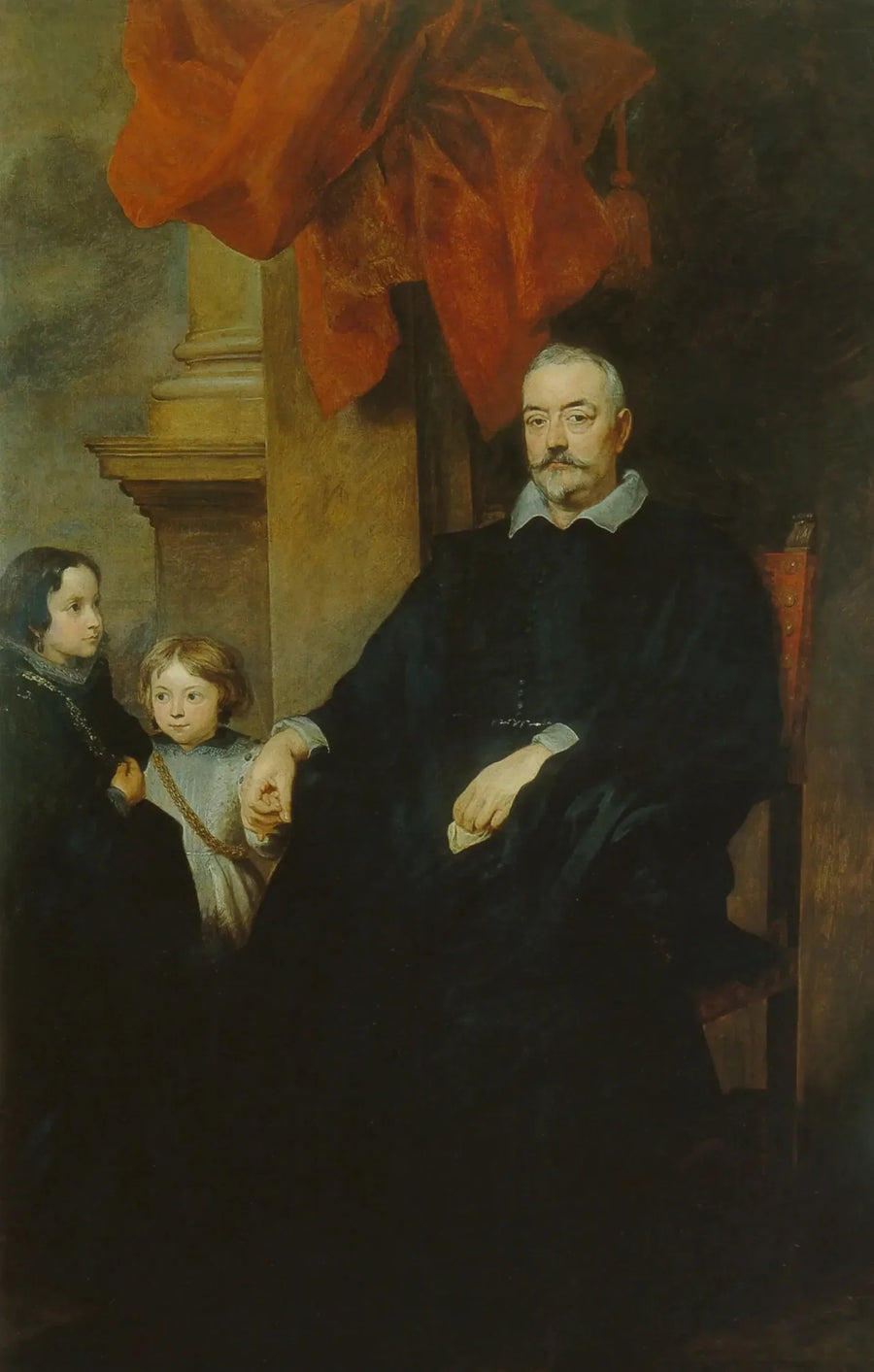 Retrato de um cavalheiro de Gênes com dois filhos - Antoine van Dyck