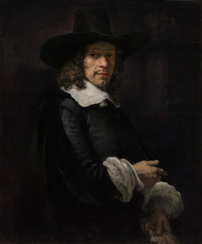 Retrato de um homem com um chapéu de cilindro e luvas - Rembrandt
