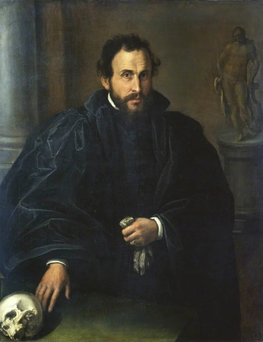 Retrato de um homem com um crânio - Lorenzo Lotto