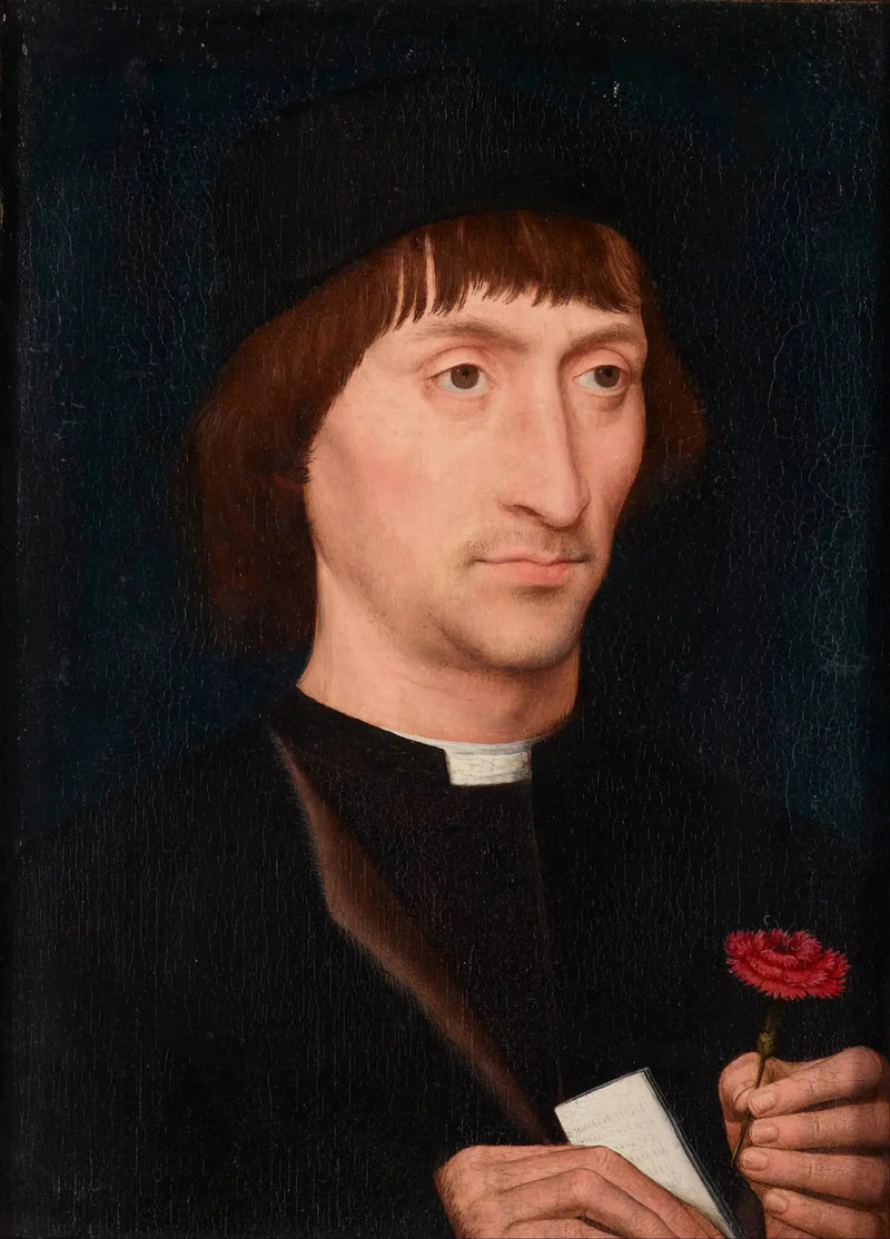 Retrato de um homem com uma rosa - Hans Memling