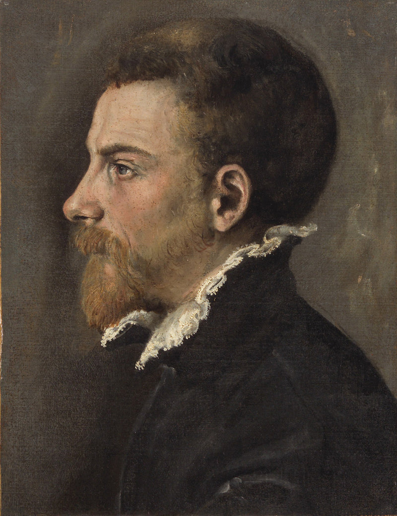 Retrato de um homem barbudo de perfil - Annibale Carracci