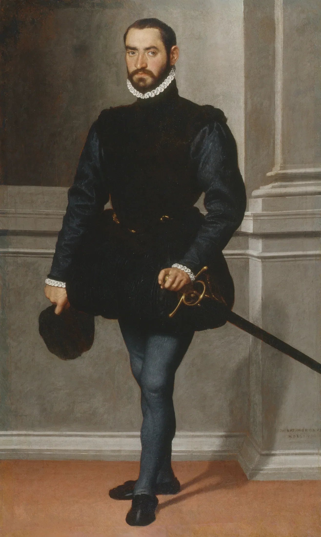 Portrait d'un homme barbu en noir - Giovanni Battista Moroni image 1 copie de tableau peinte à la main