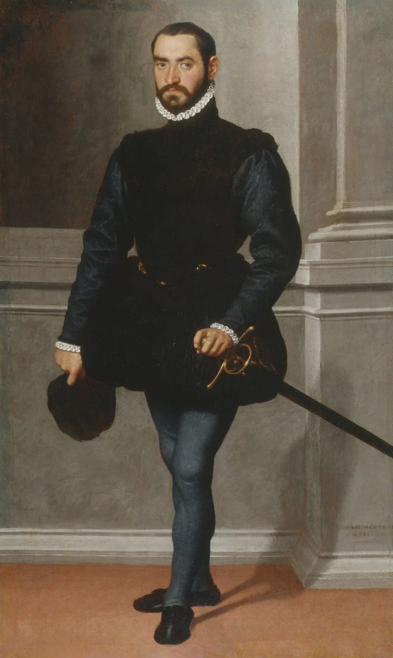 Retrato de um homem barbudo em preto - Giovanni Battista Moroni