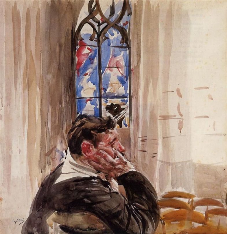 Retrato de um homem em uma igreja - Giovanni Boldini