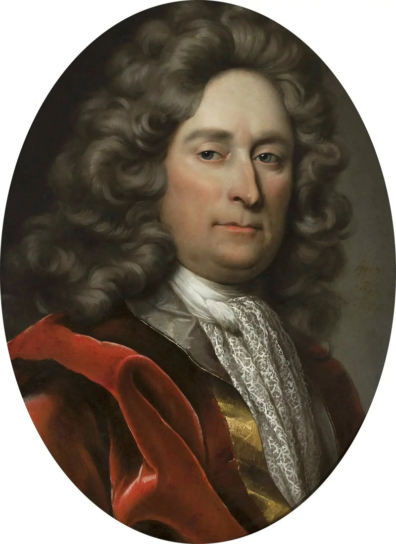 Retrato de um homem com peruca cinza. - Hyacinthe Rigaud