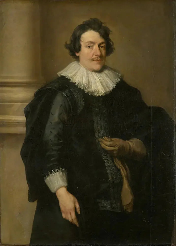 Retrato de um homem de preto diante de uma coluna - Antoine van Dyck
