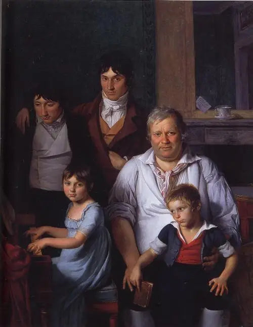 Portrait d'un homme et de ses enfants - Jacques-Louis David image 1 reproduction d’œuvre d’art à l’huile