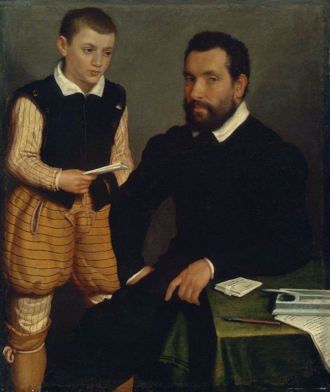 Retrato de um homem e de um menino (Comte Alborghetti e Fils) - Giovanni Battista Moroni