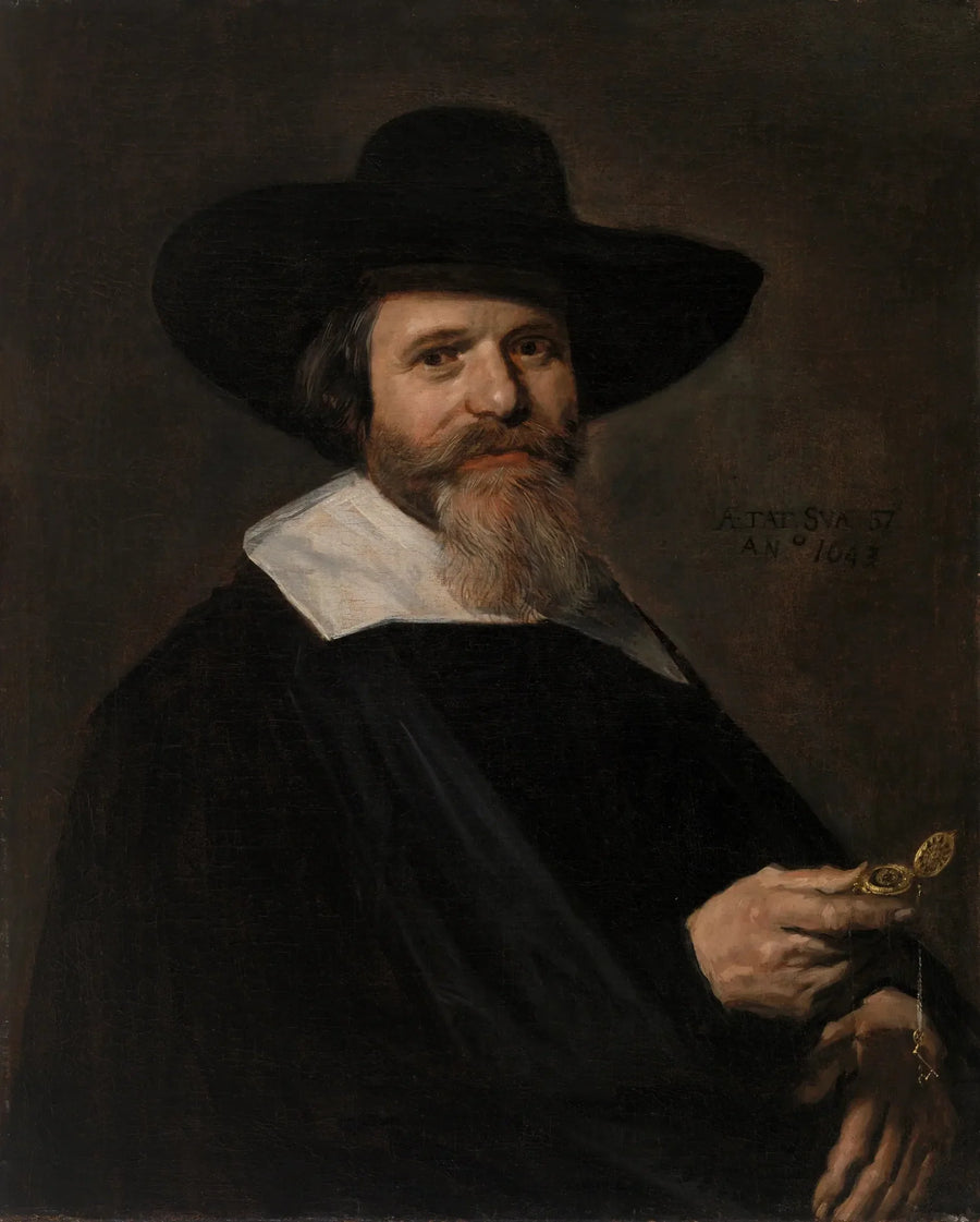 retrato de um homem desconhecido com um relógio - Frans Hals
