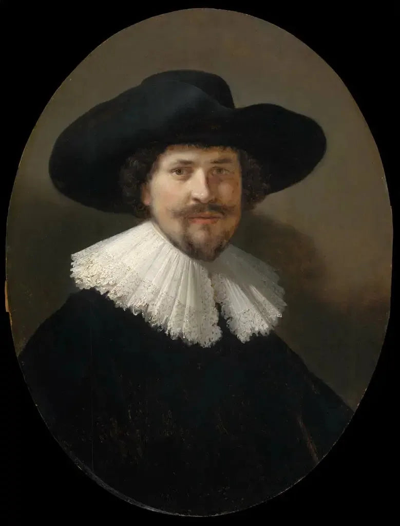 Retrato de um homem usando um chapéu preto - Rembrandt