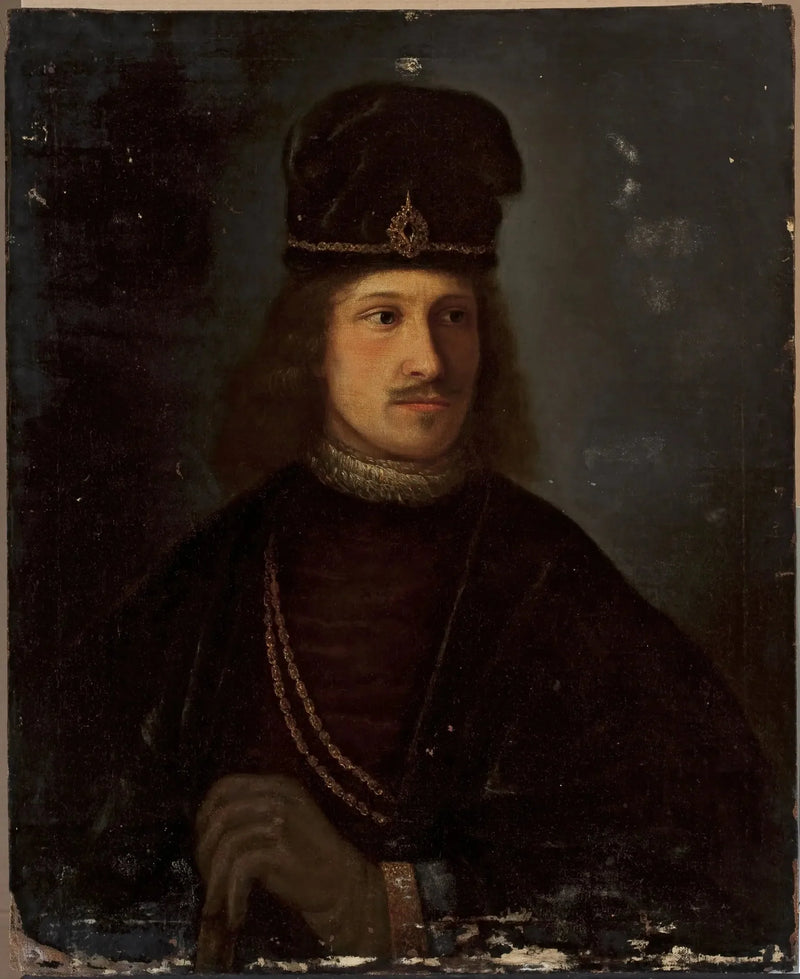 Retrato de um homem usando um grande boné - Rembrandt