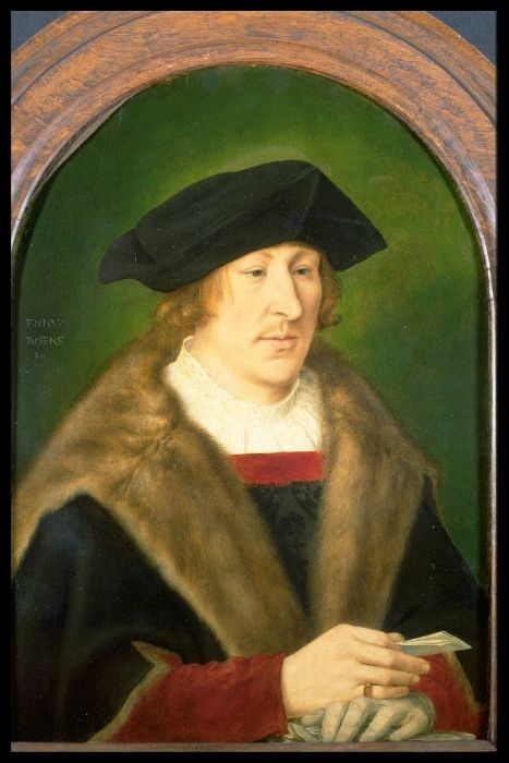 Retrato de um homem segurando uma carta na mão - Quentin Metsys