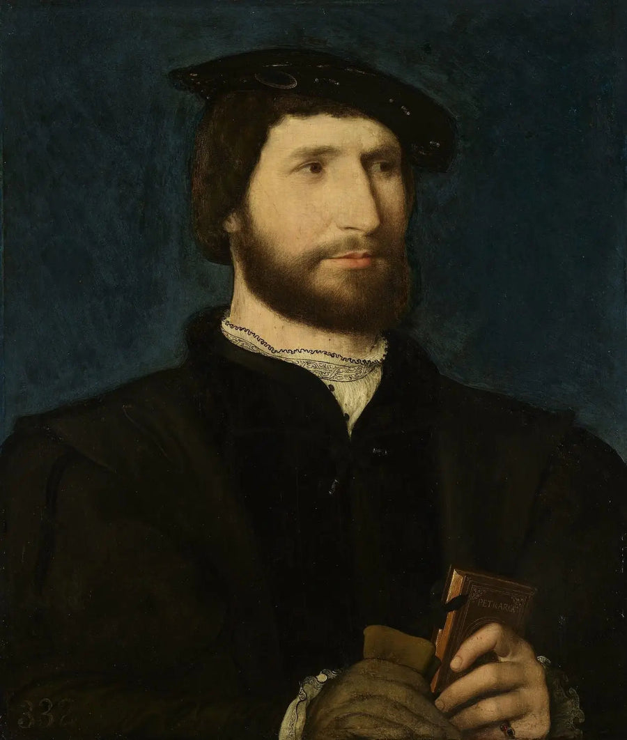 Retrato de um homem segurando um volume de Petrarca - Jean Clouet