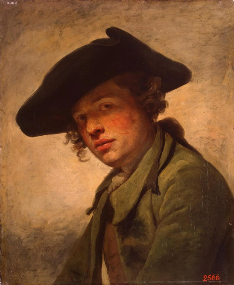 Retrato de um jovem com chapéu - Jean-Baptiste Greuze