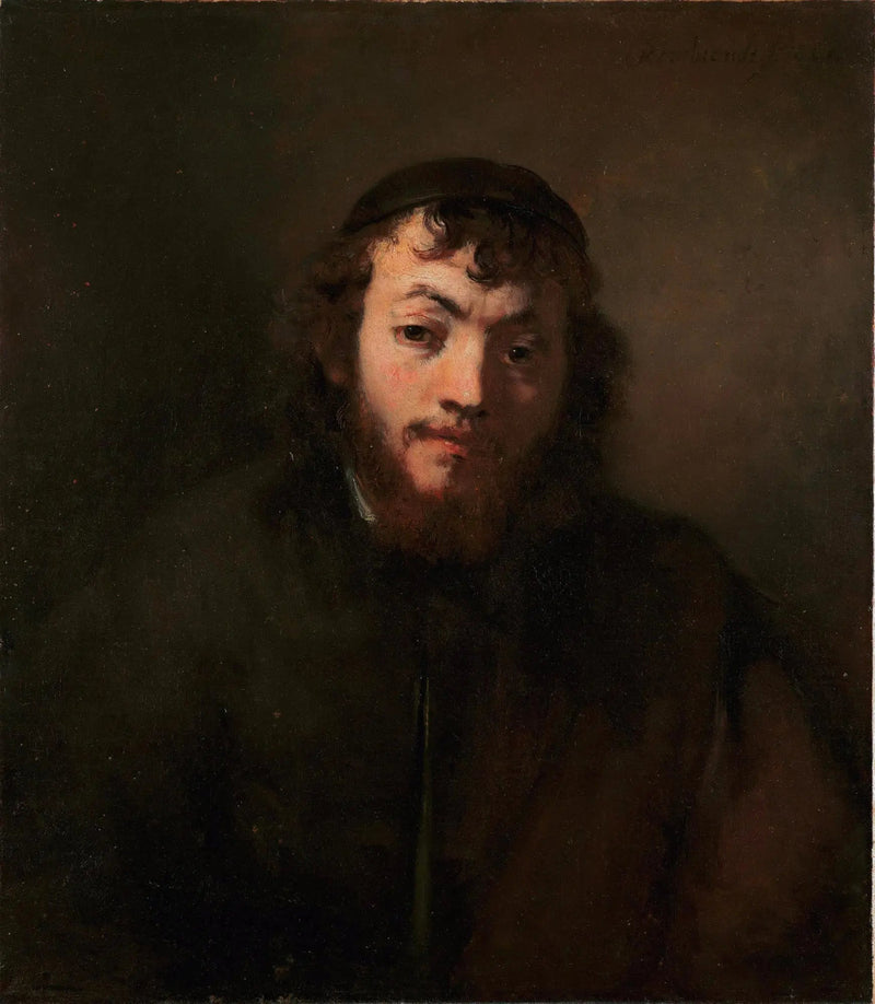 Retrato de um jovem com barba e gorro - Rembrandt