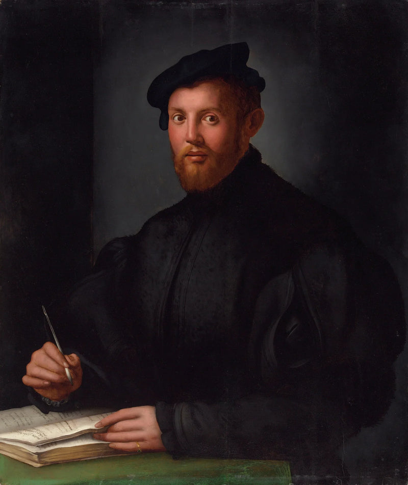Retrato de um jovem em preto com um livro - Bronzino