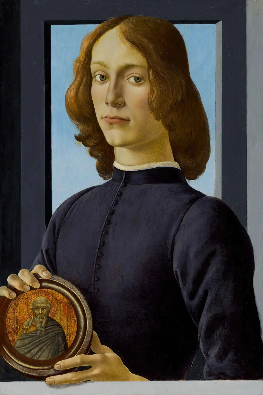 Retrato de um jovem segurando um medalhão - Sandro Botticelli