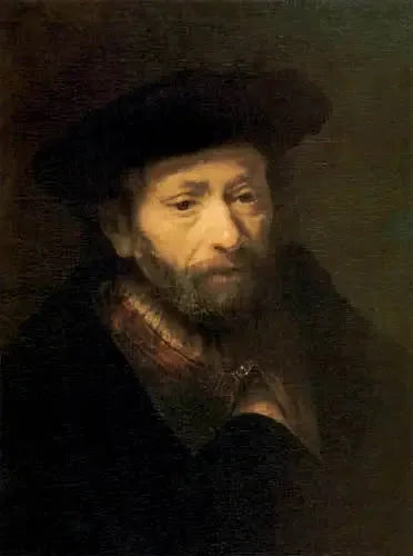 Retrato de um velho homem barbudo com uma mão em seu casaco - Rembrandt
