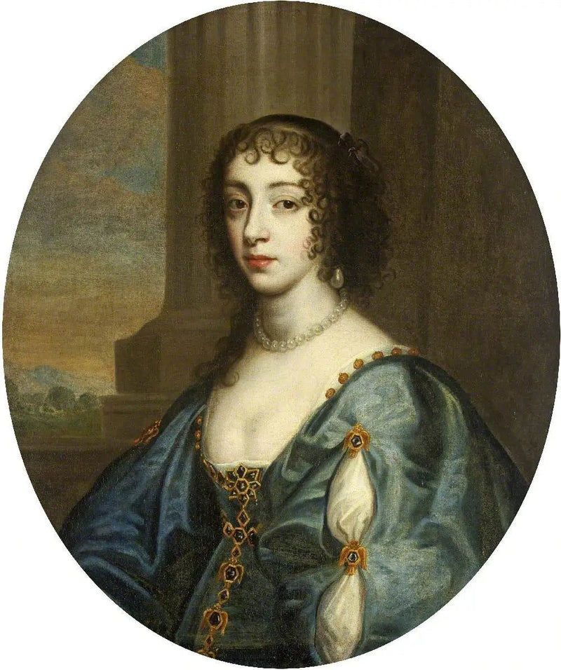Retrato de uma dama de azul, após a rainha Henriette-Marie - Antoine van Dyck