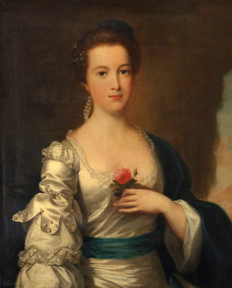 Retrato de uma dama de vestido de cetim branco - Joshua Reynolds