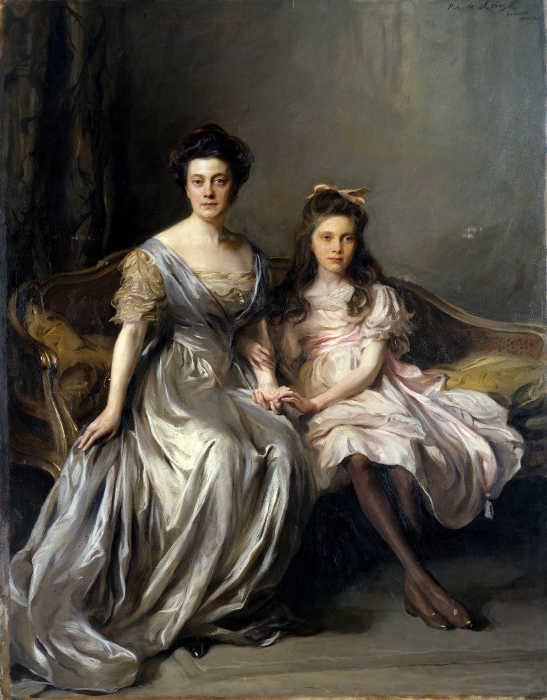 Portrait d'une dame et de sa fille (Portrait d'Anya et Lanya) - Philip de László image 1 reproduction artisanale de tableau