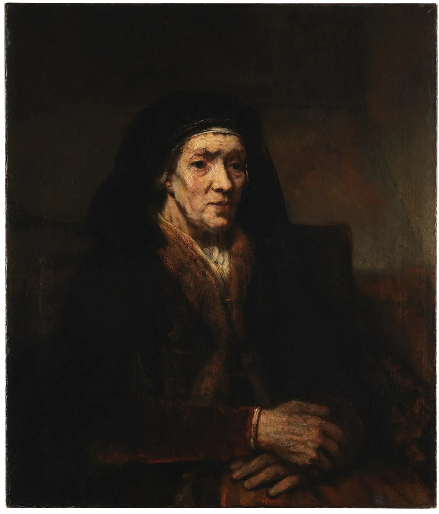 Retrato de uma mulher sentada, com as mãos juntas - Rembrandt