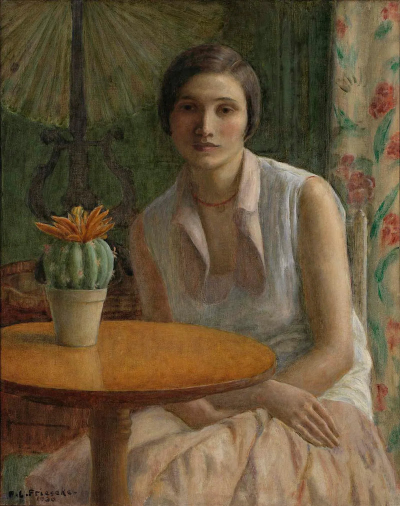 Retrato de uma mulher (com um cacto) - Frederick Carl Frieseke