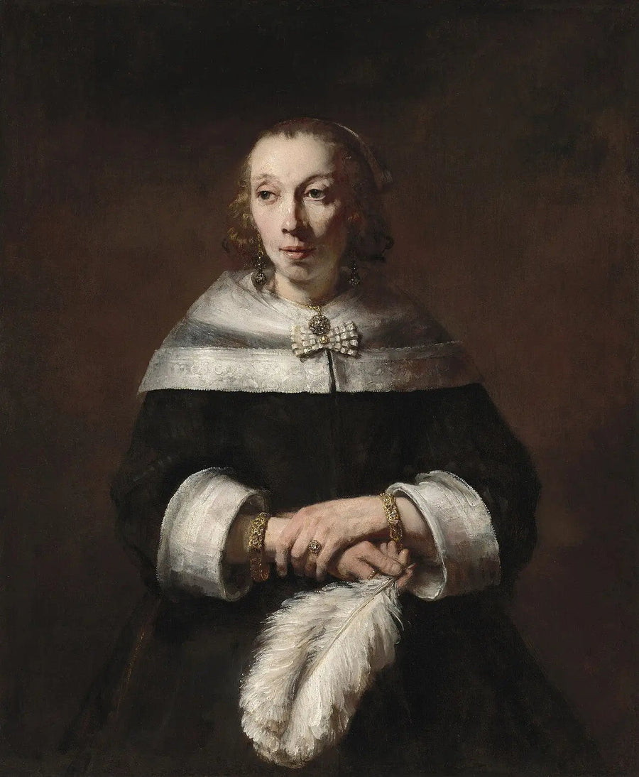 Retrato de uma mulher com um leque de penas de avestruz - Rembrandt
