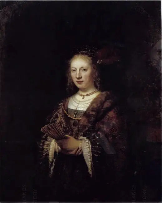 Retrato de uma mulher com um leque - Rembrandt