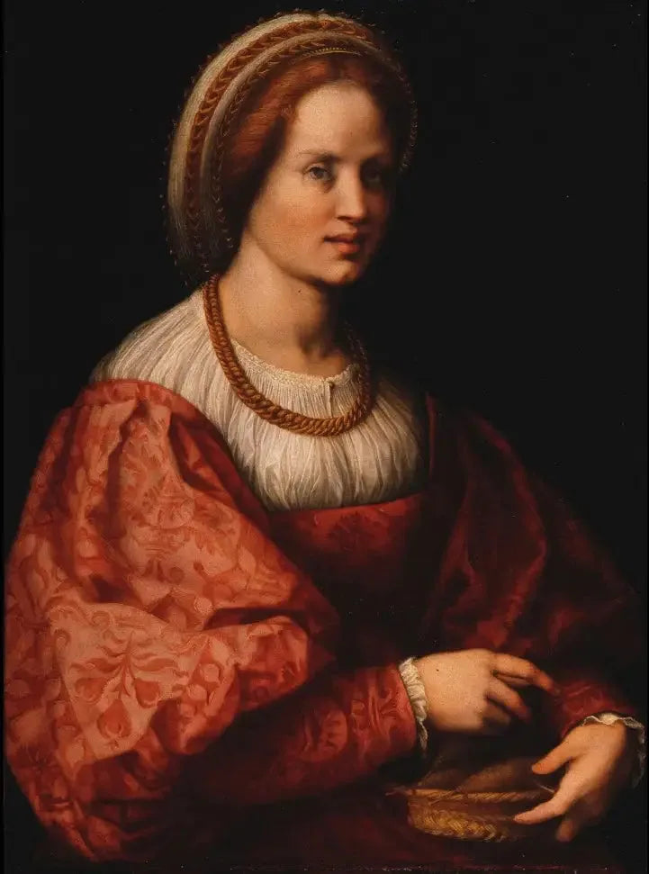 Retrato de uma mulher com uma cesta de carvão vegetal - Andrea del Sarto