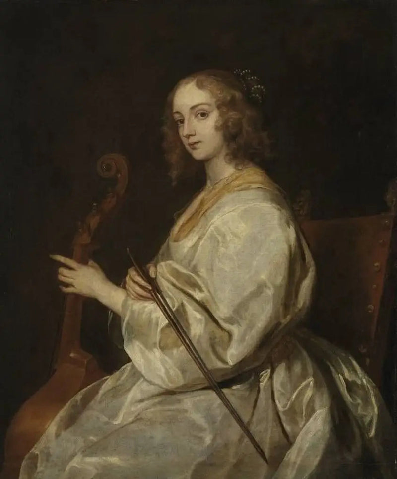 Retrato de uma mulher tocando viola da gamba, anteriormente identificada como Margaret Lemon - Antoine van Dyck
