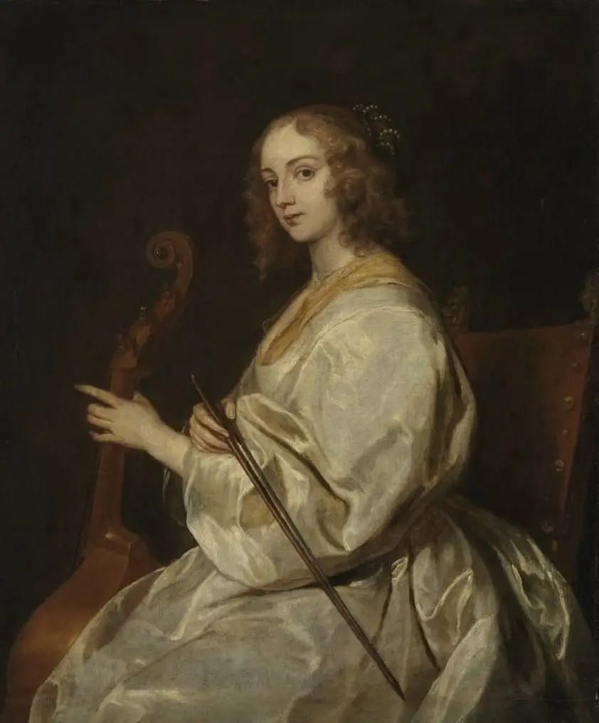 Retrato de uma mulher tocando viola da gamba, anteriormente identificada como Margaret Lemon - Antoine van Dyck