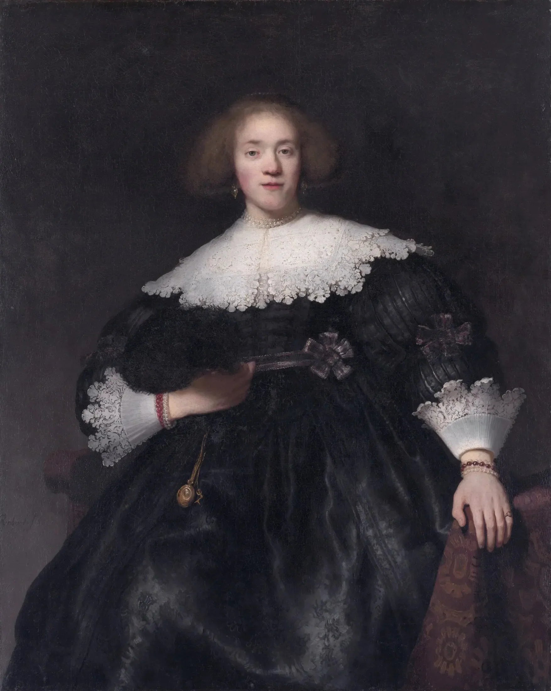 Portrait d'une jeune femme à l'éventail - Rembrandt image 1 tableau peint à l’huile sur toile