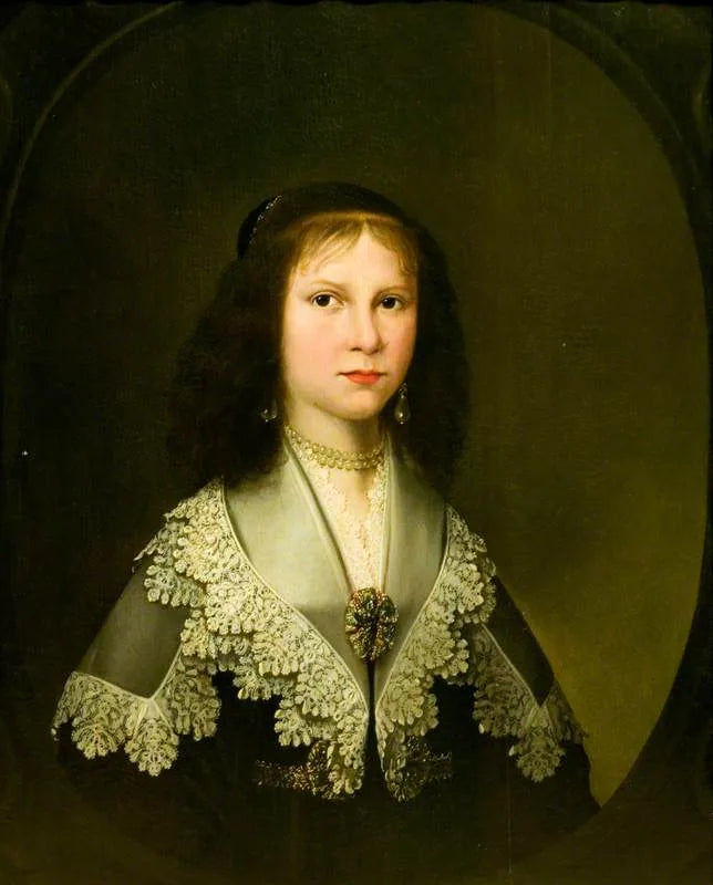 Retrato de uma jovem usando uma gola de renda - Gerrit van Honthorst