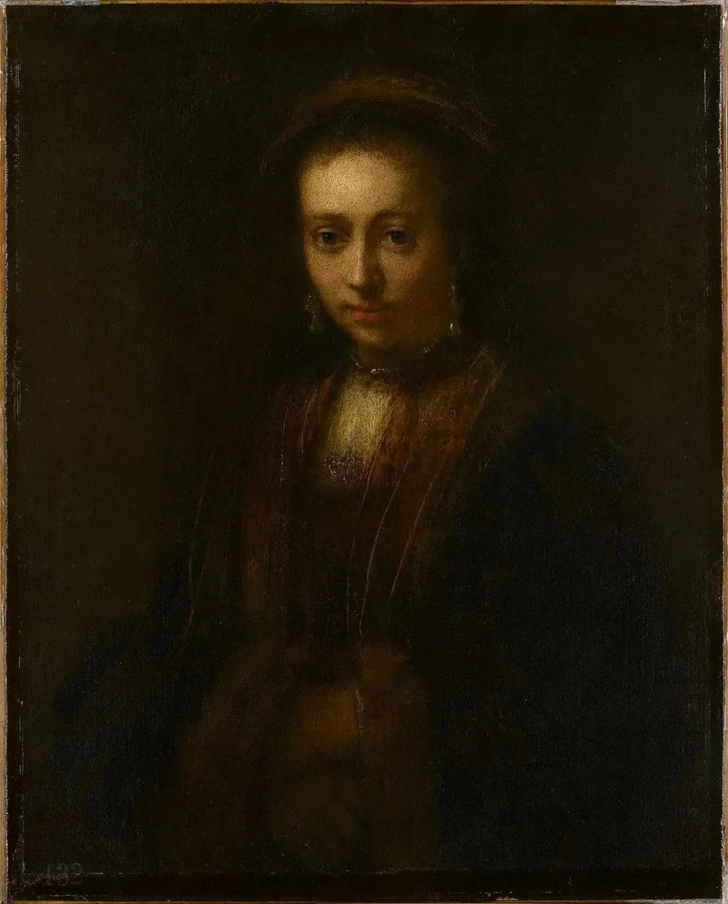 Retrato de uma dama com as mãos unidas (Hedwig Łuszkowska, flora de 1634) - Rembrandt