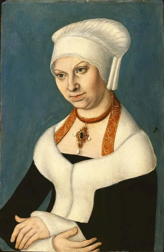 Retrato de Barbara, duquesa de Saxe (1478-1534), Gemäldegalerie Berlin - Lucas Cranach o Velho